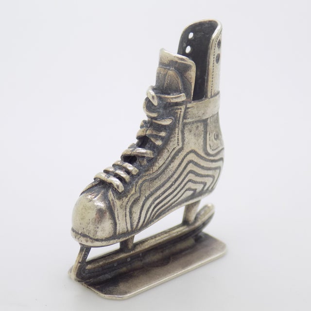 Vintage Italian Handmade Genuine Silver Rare Ice Skates Dollhouse Miniature, Made in Novara (Italy) For Sale - Image 4 of 9