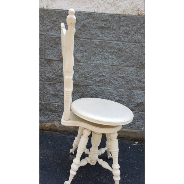 Victorian 19th Century Victorian Painted Oak Adjustable Music Chair For Sale - Image 3 of 6