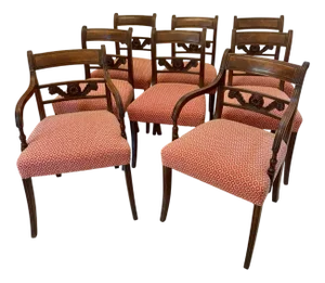 Antique Regency Mahogany Dining Chairs, 1830s, Set of 8