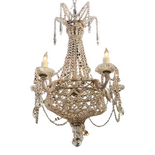 Italian Beaded Basket Chandelier For Sale