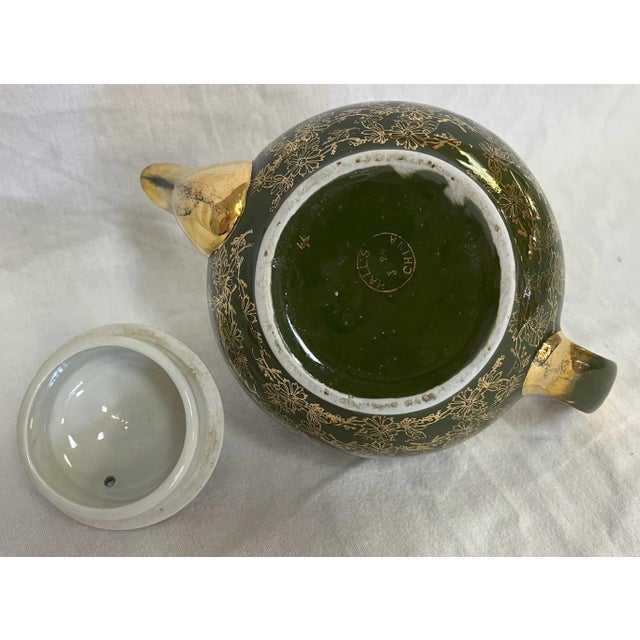 Ceramic 1950's Hall's China Ceramic Teapot With Gold Painted Accents For Sale - Image 7 of 12