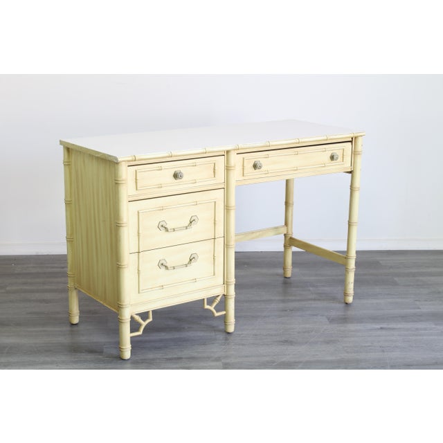 Vintage Faux Bamboo Yellow Writing Desk Chairish