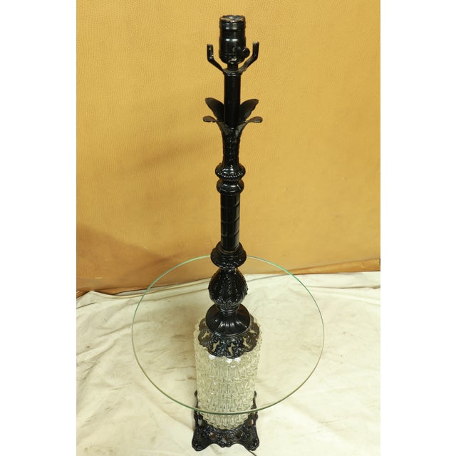 1970s Hollywood Regency e.f. Industries Wrought Iron and Glass Floor Lamp/Side Table For Sale - Image 9 of 13