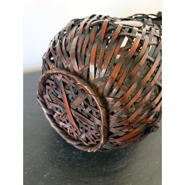 Antique Japanese Bamboo Basket Ikebana Mingei Style For Sale - Image 16 of 18