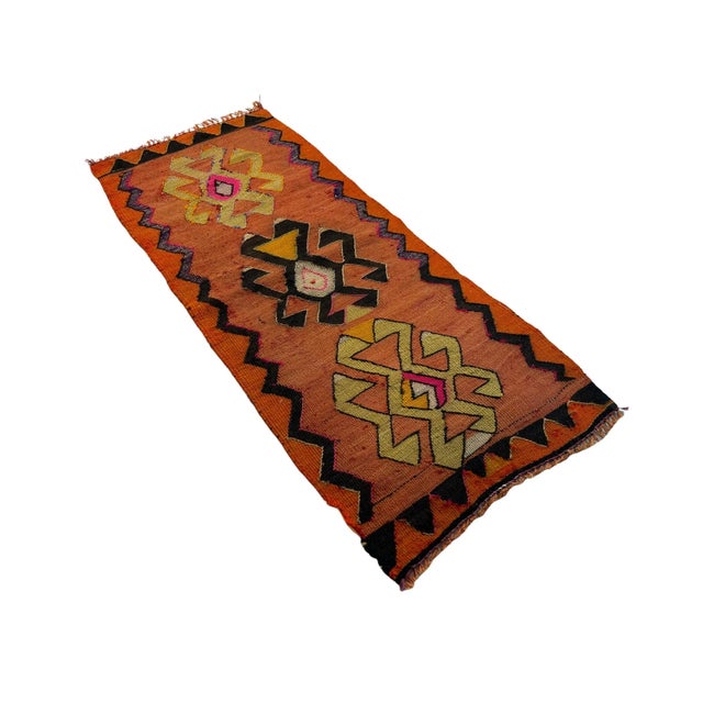 Vintage Turkish Kilim Rug, 102 X 43 cm. Pretty little Turkish Kilim, made in the 1960s, this is a lovely central Turkish...