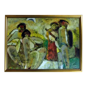 "Evening Sonata" Helen Zarin Expressionist Figurative Oil Painting, Framed