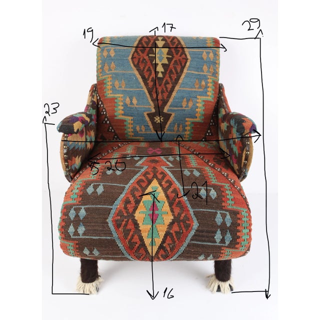 Bergere Armchair Upholstery With Antique Kilim For Sale - Image 12 of 12