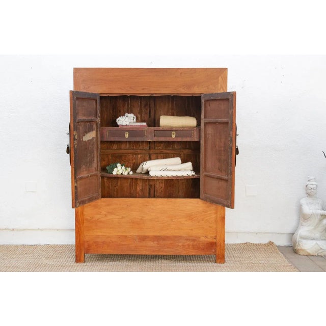 Chinese 19th Century Chinese Elm & Brass Armoire For Sale - Image 3 of 9