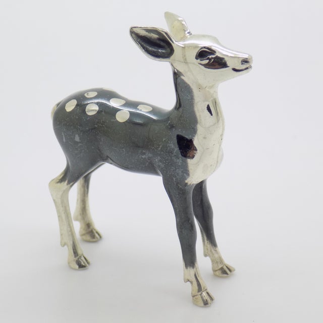 Vintage Italian Handmade Genuine Sterling Silver 925 Saturno Brand Deer Figurine Sculpture For Sale - Image 4 of 10
