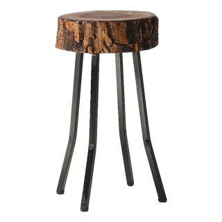 Mid‑Century Rustic French Tree Trunk Stool, France, 1940s For Sale
