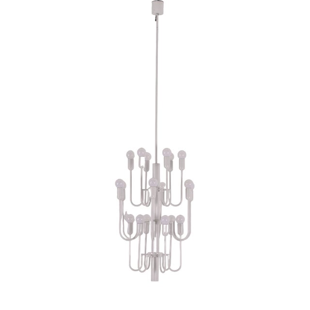 Large White Candlestick Chandelier, 1970 For Sale