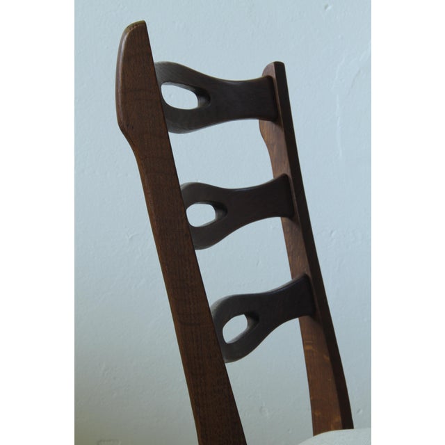 Brutalist Dark Oak Chairs in Light Upholstery, Denmark, 1960s, Set of 6 For Sale - Image 6 of 15