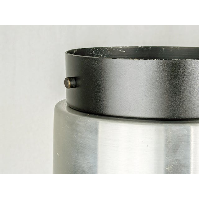 Mid-Century Modern Cylindrical Opaline Glass and Black Metal Flush Mount by Bruno Gatta for Stilnovo, 1950s For Sale - Image 3 of 14