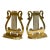 Vintage Brass Lyre Bookends, a Pair For Sale