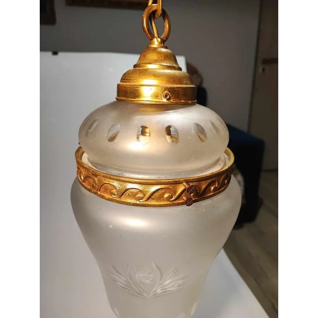 Brown Art Nouveau Brass Chandelier, 1890s For Sale - Image 8 of 9