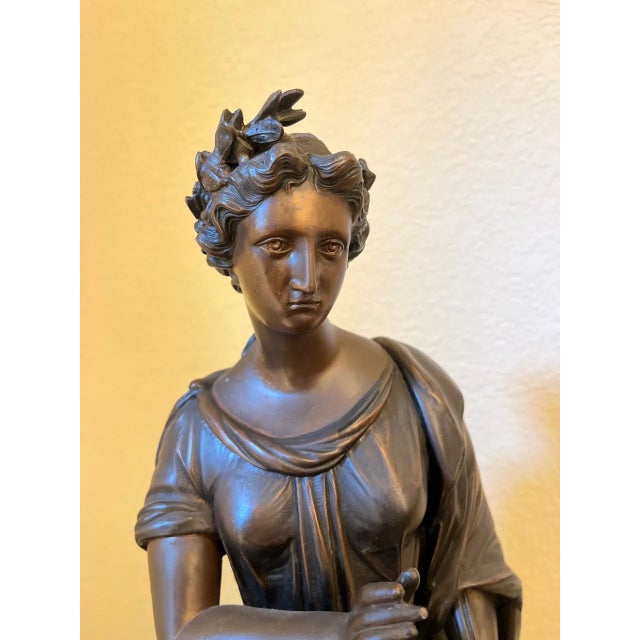 Bronze Mid 20th Century Large Neoclassical Allegorical Figure With Tragedy Mask, Bronze-Finished Spelter Sculpture For Sale - Image 8 of 18