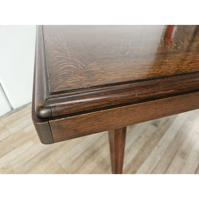 Art Deco Style Geometric Oak Table with Side Extensions, 1950 For Sale - Image 6 of 18