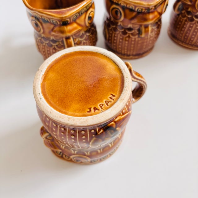 Brown Mid Century Pottery Chicken Mugs - Set of 4 For Sale - Image 8 of 8
