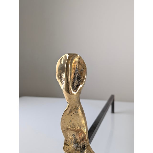 Brutalist Sculptural Bronze Andirons, 1970s, Set of 2 For Sale - Image 11 of 15