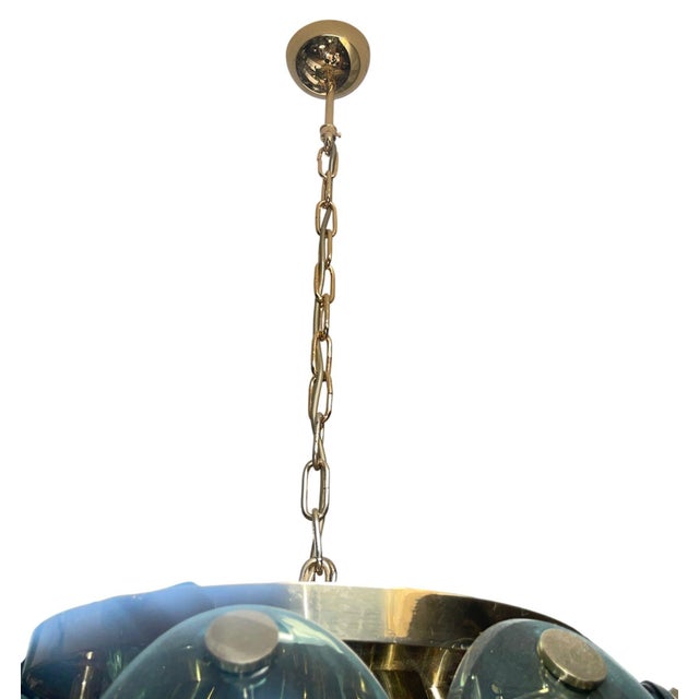 Cristal Arte 1960s Cristal Arte Beveled Glass & Brass Pendant For Sale - Image 4 of 7