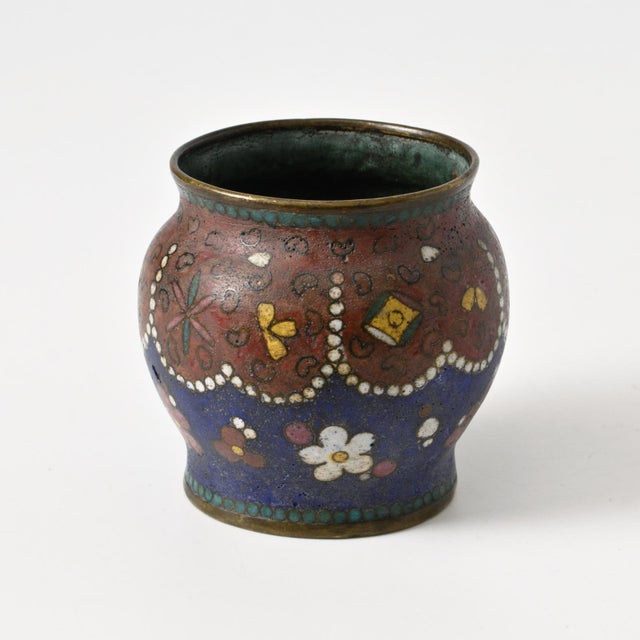 Japanese Cloisonne Enamel Vase, 1800s For Sale - Image 3 of 10