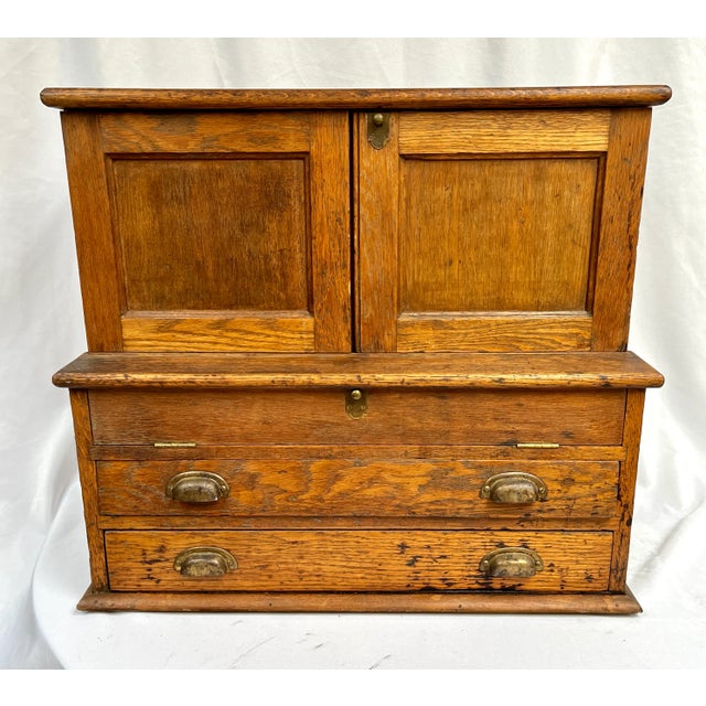 Early 1900s Oak Counter Top Hardware Cabinet For Sale In Dallas - Image 6 of 12