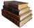 Set of 4 Antique 19c Joined Leather Bound Books W Secret Compartments.
