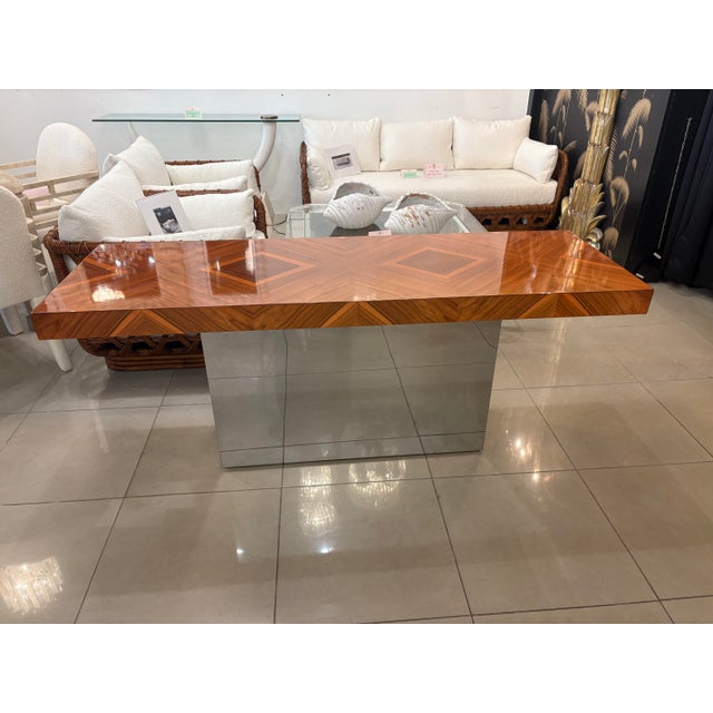 1970s Milo Baughman for Thayer Coggin Rosewood & Chrome Console Table Restored For Sale - Image 10 of 13