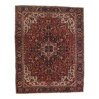 Antique Persian Heriz Rug - 11'04 x 14'05 For Sale