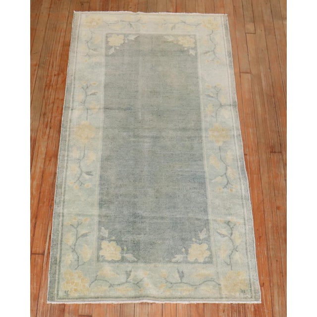 Zabihi Collection Antique Neutral Floral Chinese Peking Rug For Sale - Image 4 of 8