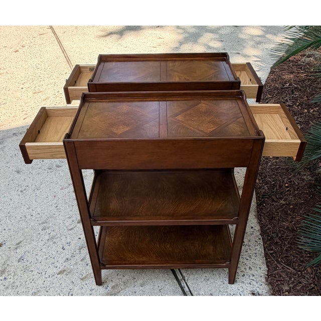 2000 - 2009 Sarreid Burled Walnut 3 Tiered End Tables For Sale - Image 5 of 10