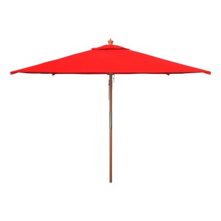 Velop 7.5Ft Squre Wooden Pulley Market Umbrella (No Tilt), Red For Sale