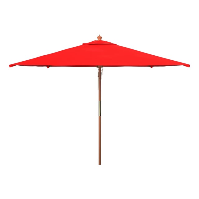 Velop 7.5Ft Squre Wooden Pulley Market Umbrella (No Tilt), Red For Sale