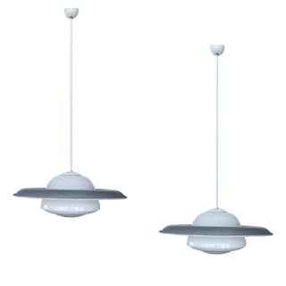 Large Art Deco Glass Pendant Lights, 1930s, Set of 2 For Sale
