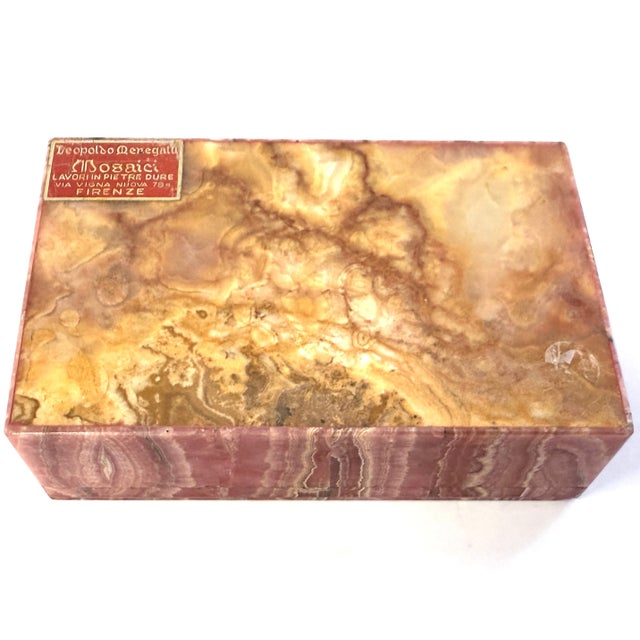 Leopoldo Menegatti Firenze Rhodochrosite Box with Label For Sale - Image 11 of 12