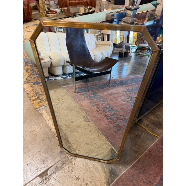Italian Mid-Century Tapered Brass Wall Mirror, 1970s For Sale - Image 9 of 10