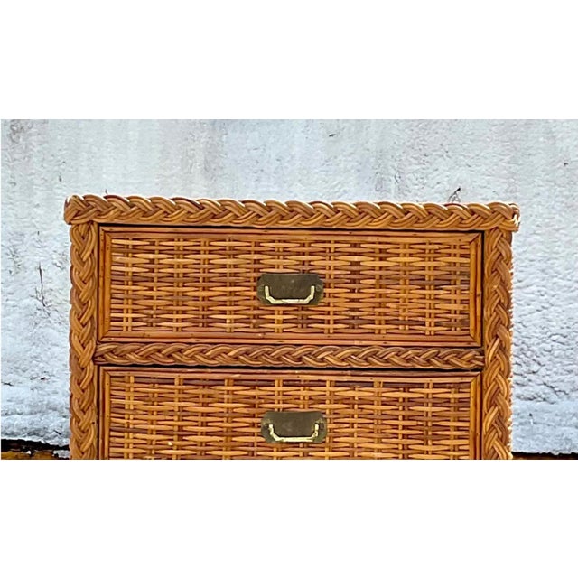Vintage Coastal Braided Rattan Chest of Drawers For Sale - Image 9 of 12