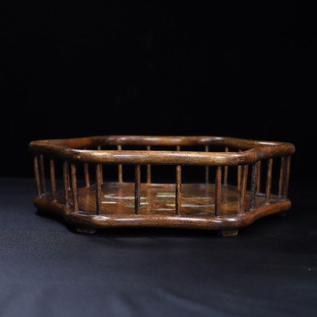 Wood Huali Rosewood Foliate Tray Inlaid With Mother-of-Pearl For Sale - Image 7 of 9