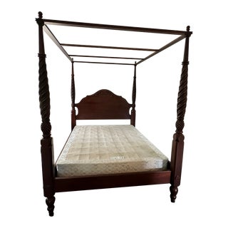 Ethan Allen British Classics Tester Queen Plantation Poster Bed Frame For Sale