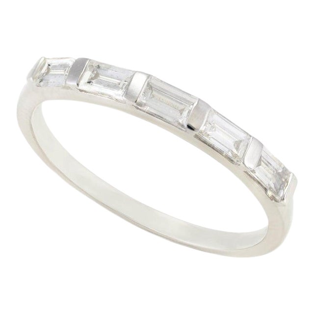 Thin Stacking Baguette Cut Diamond Band Ring Size 7 For Sale