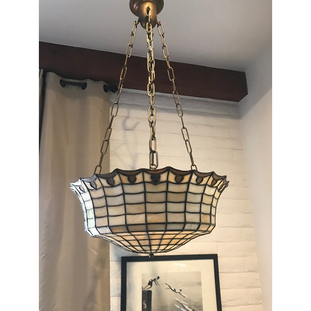 Vintage Leaded Stained Glass Chandelier Chairish