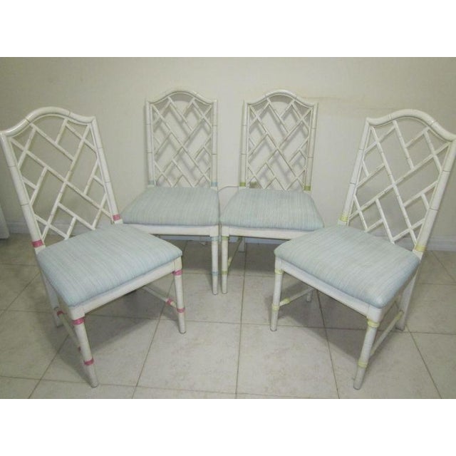 1980s Hollywood Regency Faux Bamboo Chippendale Dining Room Set of 5 For Sale - Image 9 of 12