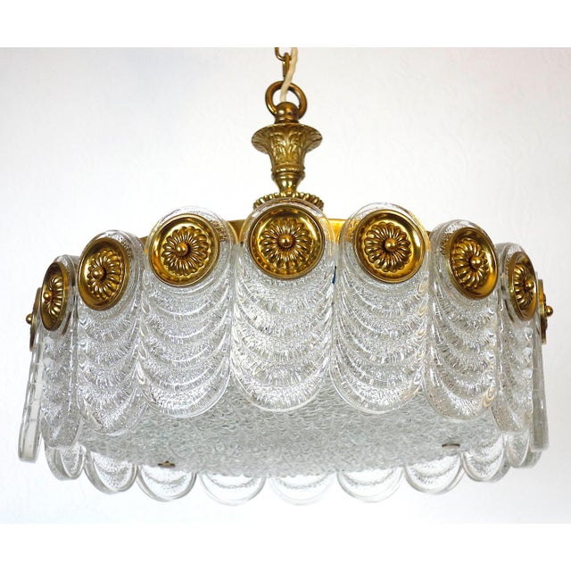 Brass and Glass 4-Light Chandelier from Kaiser-Leuchten, 1940s For Sale - Image 10 of 10