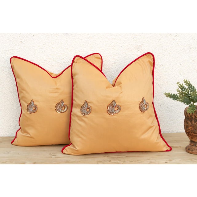 Textile Pair of Ojas Zardozi Pillows For Sale - Image 7 of 7