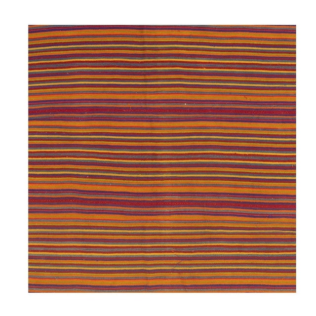 Vintage Square Turkish Kilim Hand-Woven Wool Flat-Weave Rug, C. 1950s 5'2" X 5'2 For Sale - Image 4 of 4