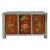 Chinese Vintage Gray Orange Flower Graphic Low Tv Console Cabinet For Sale