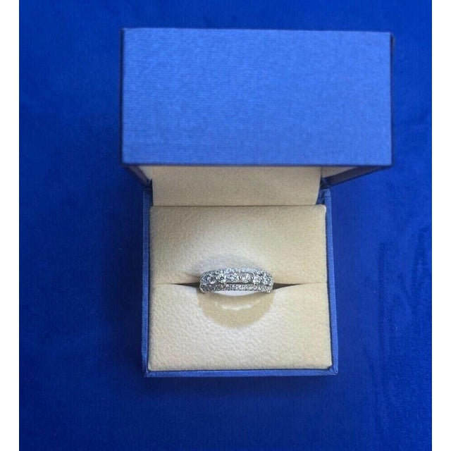 Early 21st Century Brilliant White Diamond Three Row Pave Set Cocktail Statement Fashion Wedding Band, Size 7 For Sale - Image 5 of 10