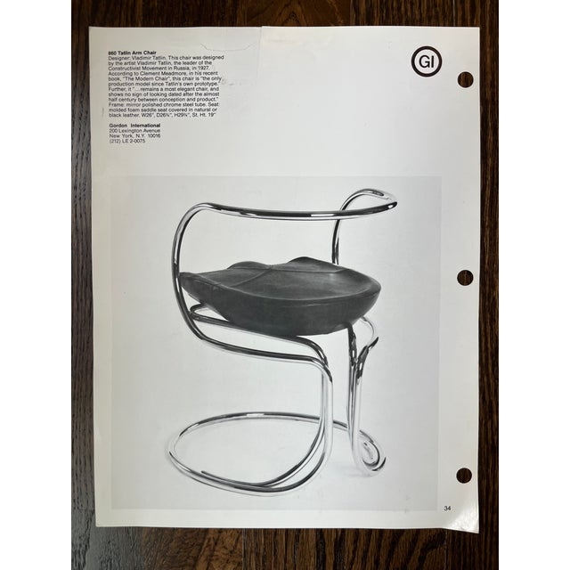 Metal Pair of Vladimir Tatlin Constructivist Cantilever Chairs by Gordon International, 1987 – Chrome & Leather – Documented For Sale - Image 7 of 9