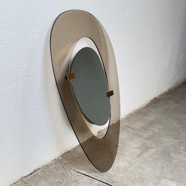 Fontana Arte Asymmetrical Fumè Mirror attributed to Max Ingrand for Fontana Arte, Italy, 1958 For Sale - Image 4 of 15
