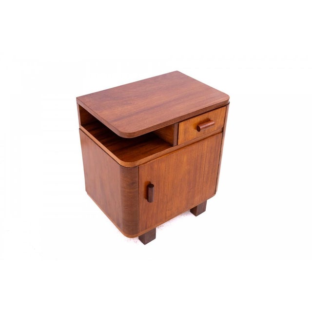 Brown Mid-20th Century Art Deco Bedroom Tables, Poland, 1950s, Set of 2 For Sale - Image 8 of 16